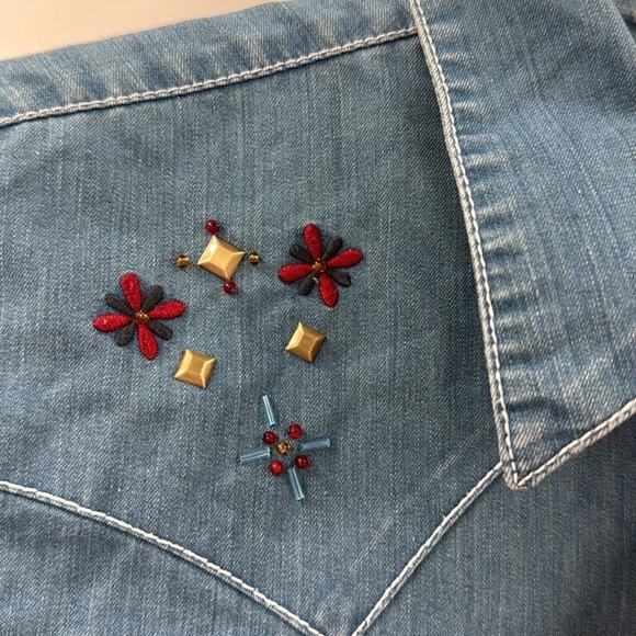 Wrangler denim pearl snap embellished vest tank top - Picture 4 of 5